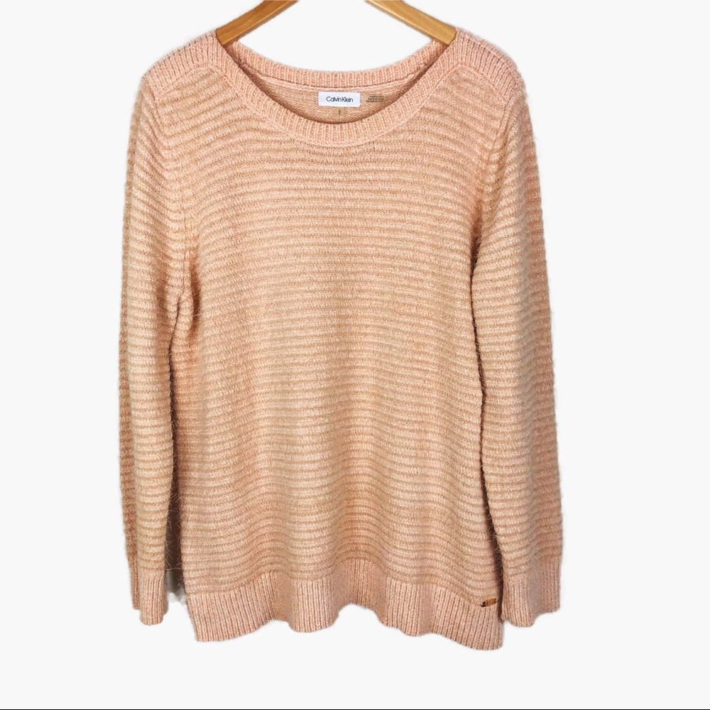 Calvin Klein Fuzzy Sweater | Light Pink | Size Large